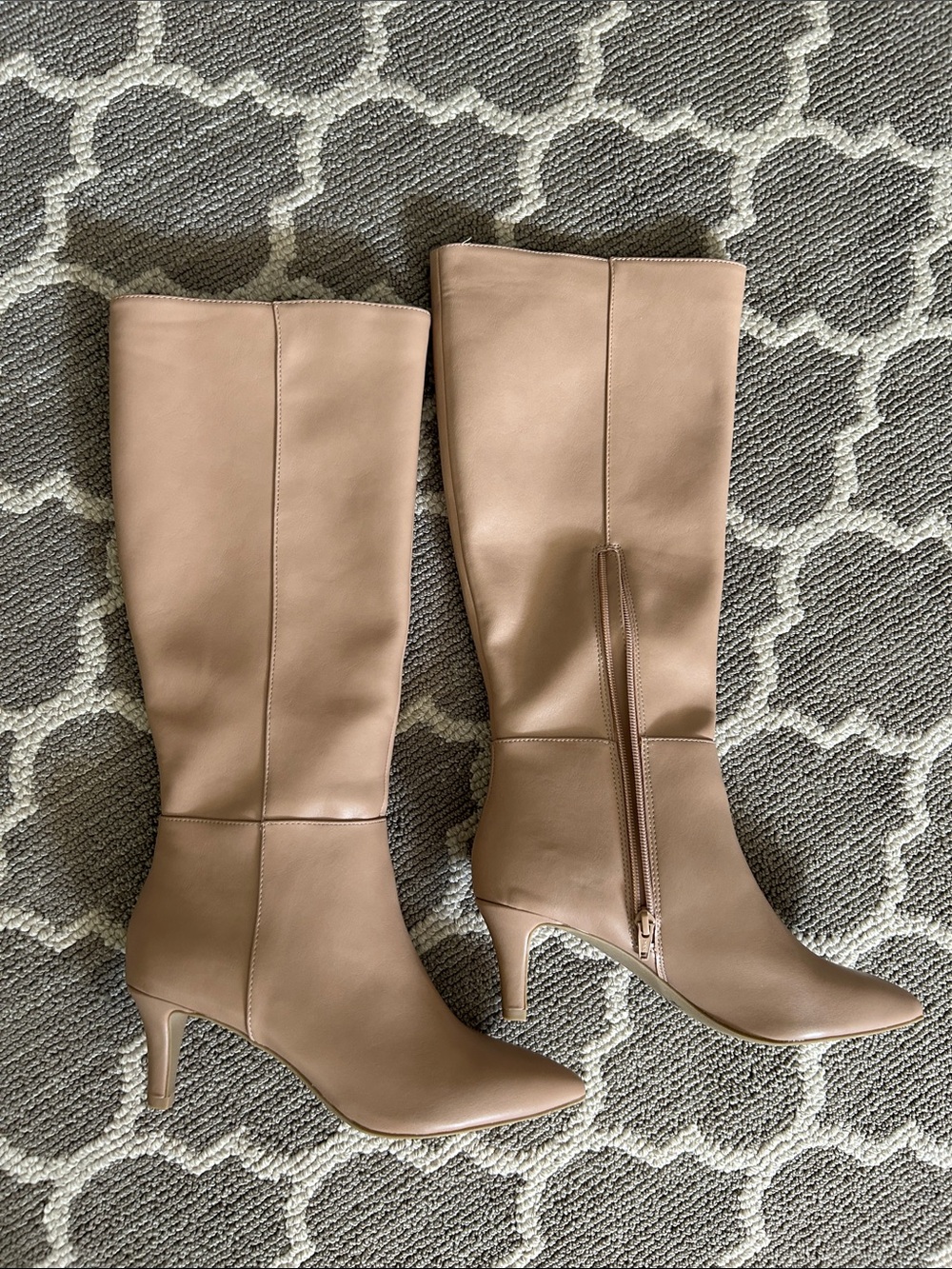 DV by Dolce Vita Knee-High Taupe Leather Heeled Boots